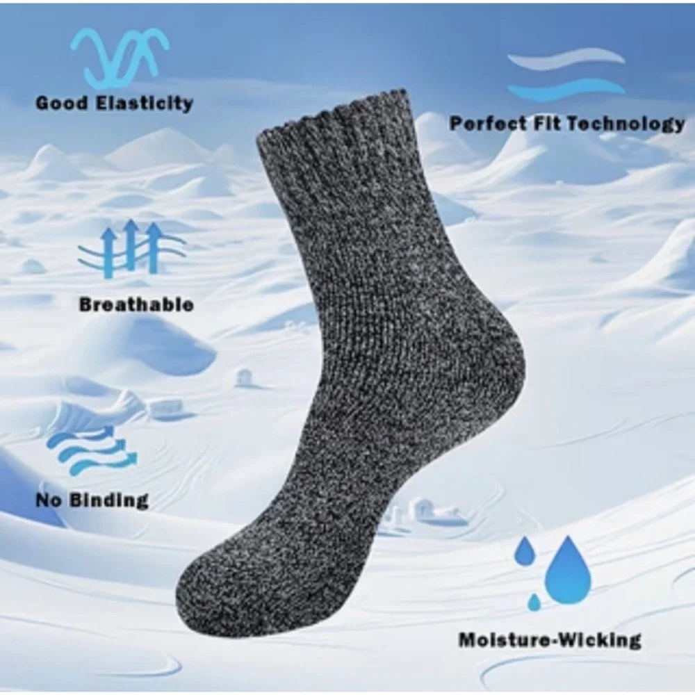 Unisex Outdoor Mid-Calf Hiking Socks Winter 7-12 Multi Colors Ant-Blister 5pk